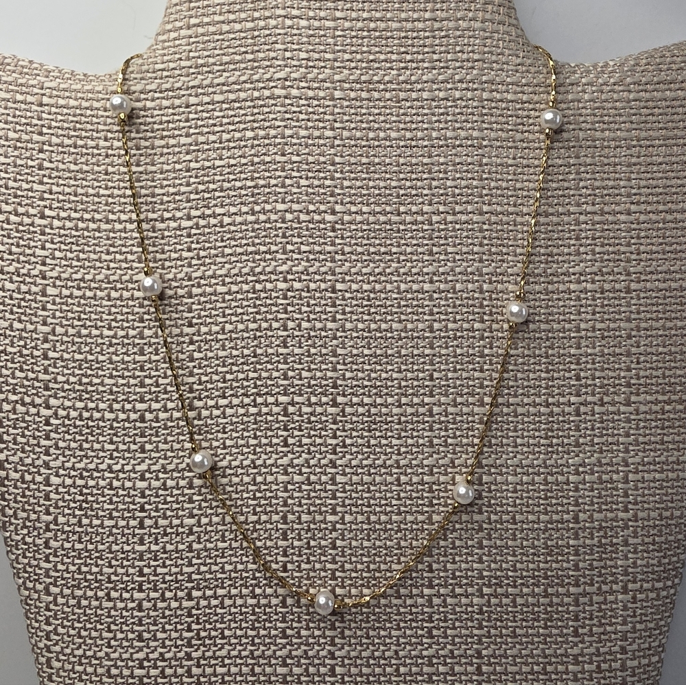 Napier Pearl and Goldtone Bridal Necklace Vintage 16"